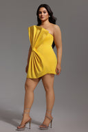 Majrela Bowknot Strapless Mini Dress - Yellow