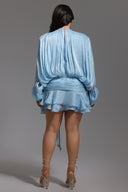 Dekia Long Sleeves Hollow Out Flounce Mini Dress