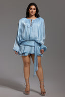 Dekia Long Sleeves Hollow Out Flounce Mini Dress