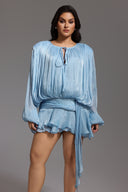 Dekia Long Sleeves Hollow Out Flounce Mini Dress