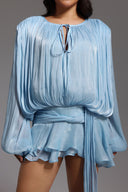 Dekia Long Sleeves Hollow Out Flounce Mini Dress