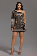 Daya Tek Omuzlu İnci Mini Elbise