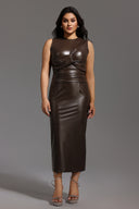 Hrinna Leather Midi Dress