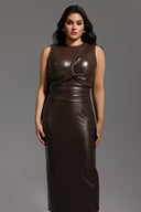 Hrinna Leather Midi Dress