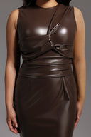 Hrinna Leather Midi Dress