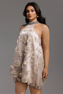 Viaua Halter Flowers Diamond Mini Dress