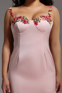 Esne Flower Halter Maxi Dress - Pink