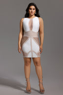 Locia Sleeveless Color Matching Bandage Midi Dress