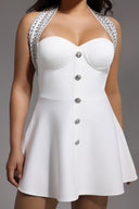Yuyo Halter Sleeveless Diamond Mini Dress