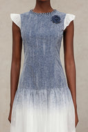 Hunter Round Neck Denim Printed Midi Dress