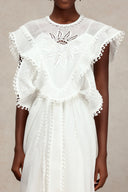 Halli Folds Lace Embroidery Maxi Dress