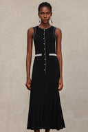 Evey Round Neck Sleeveless Pearl Maxi Dress