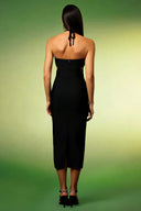 Reyna Halter Diamond Hollow Out Bandage Midi Dress