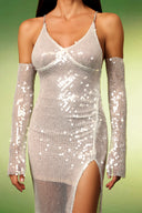 Ignacia Sleeveless Diamond Slit Sequins Maxi Dress