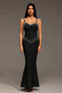 Myla Sleeveless V-Neck Diamond Pearl Bandage Maxi Dress