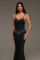 Myla Sleeveless V-Neck Diamond Pearl Bandage Maxi Dress