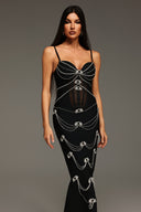 Lolic Sleeveless Diamond V-Neck Bandage Maxi Dress