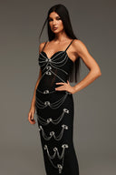 Lolic Sleeveless Diamond V-Neck Bandage Maxi Dress