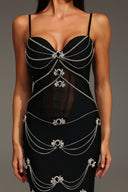 Lolic Sleeveless Diamond V-Neck Bandage Maxi Dress