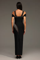 Ternan Sleeveless Diamond Hollow Out Bandage Maxi Dress