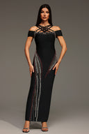 Ternan Sleeveless Diamond Hollow Out Bandage Maxi Dress