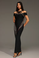 Ternan Sleeveless Diamond Hollow Out Bandage Maxi Dress