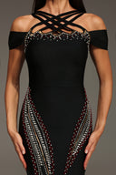 Ternan Sleeveless Diamond Hollow Out Bandage Maxi Dress