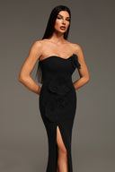 Stretchy Sleeveless Flowers Slit Bandage Maxi Dress