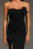Stretchy Sleeveless Flowers Slit Bandage Maxi Dress