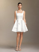 Sequoya Square-neck halter bow mini dress