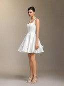 Sequoya Square-neck halter bow mini dress