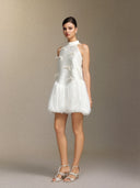 Strapless satin sleeveless mini dress