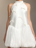 Strapless satin sleeveless mini dress