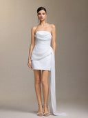 Vali Strapless pleated ribbon mini skirt