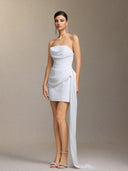 Vali Strapless pleated ribbon mini skirt