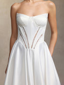 Salama Cut-out lace strapless maxi wedding dress