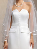 Niaca Strapless pleated maxi wedding dress