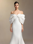 Euen Slimming bow fishtail maxi wedding dress