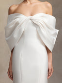 Euen Slimming bow fishtail maxi wedding dress