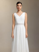 Trinvilla Deep V-neck sleeveless high-waisted maxi jumpsuit