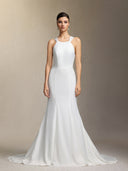 Lilac deep V-neck lace tulle maxi wedding dress