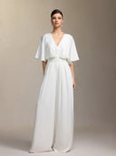 Nadine Deep V-neck mid-sleeved corset maxi dress
