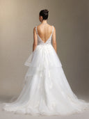 Fanya Deep V-neck lace long wedding dress