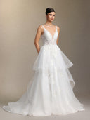Fanya Deep V-neck lace long wedding dress