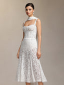 Junya Lace Corset Sleeveless Midi Dress