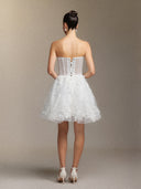 Mishell Strapless lace embroidered mini dress