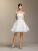 Mishell Strapless lace embroidered mini dress
