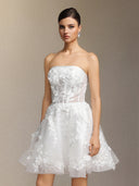 Mishell Strapless lace embroidered mini dress
