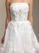 Mishell Strapless lace embroidered mini dress