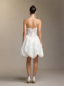 Derya Pleated lace strapless mini dress